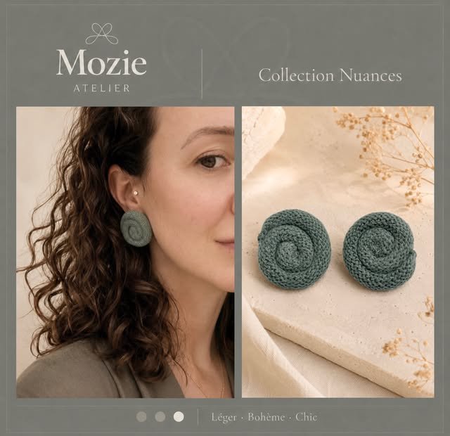 Boucles d’oreilles Spirale vert laurier