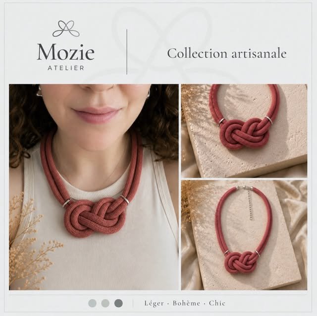 Collier Pivoine aux volumes organiques
