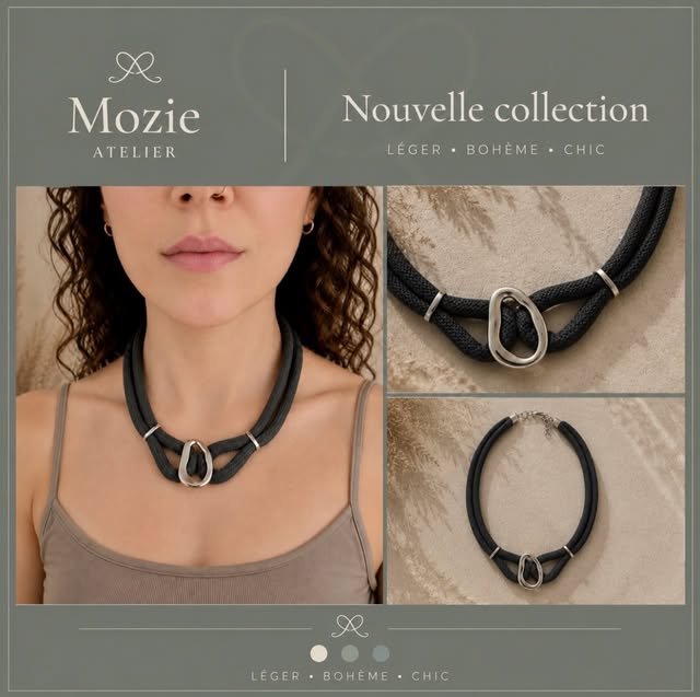 Collier Les Anneaux en charbon et métal