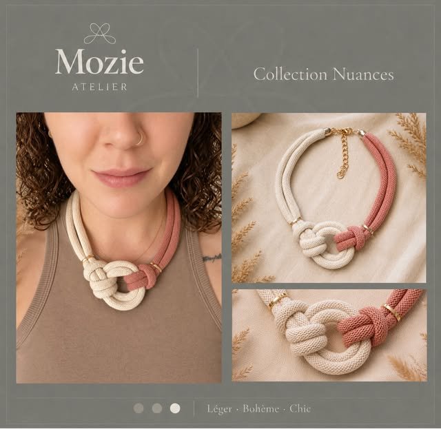 Collier Duo naturel et blush