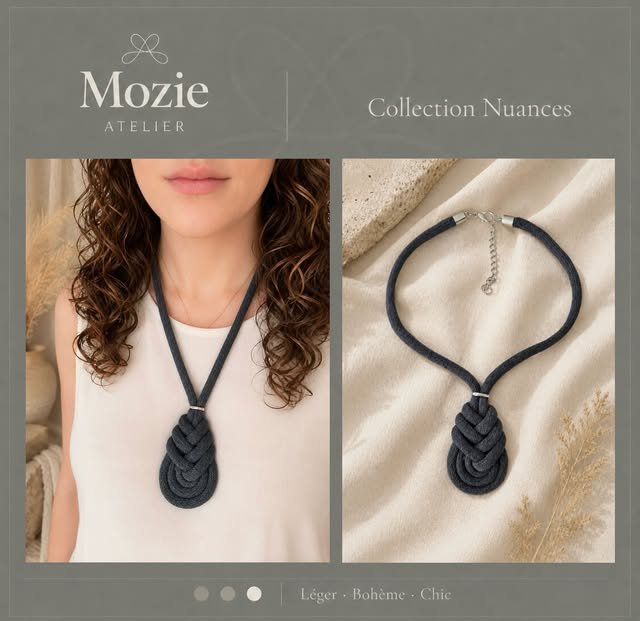 Collier Le Nœud couleur charbon